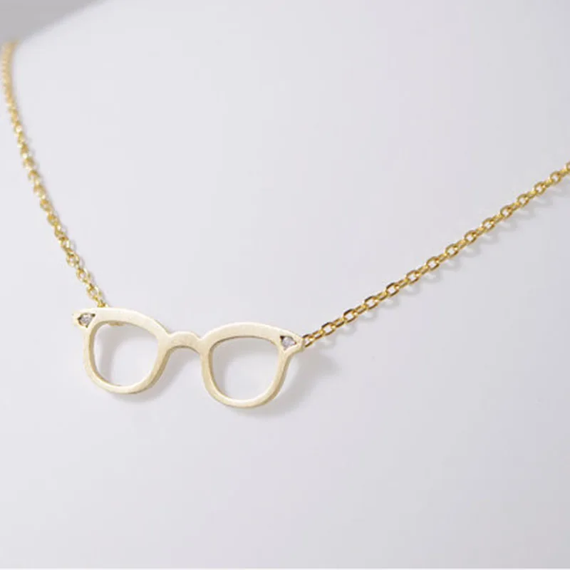 Fashion Gold Silver Plated Glasses Pendant Necklace For Women Gift Free