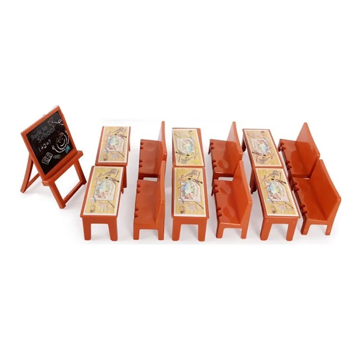 school desk Новинка, набор для школы Свинка Пеппа, Джордж, друг, Парта, игрушки, свинка, училка, фигурка, модель, куклы, семейный набор, детские игрушки, подарки - Цвет: school desk