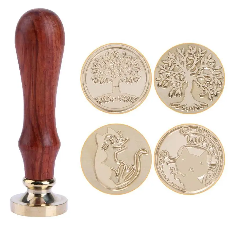  1PC Retro Sealing Wax Stamp Wood Handle Stamps for Greeting Birthday Wedding Invitation Decorative  - 32900351502
