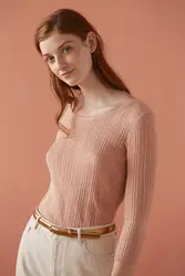 Новинка 2019 года для женщин Think свитер Тонкий спинки сладкий вязаный тянуть топ