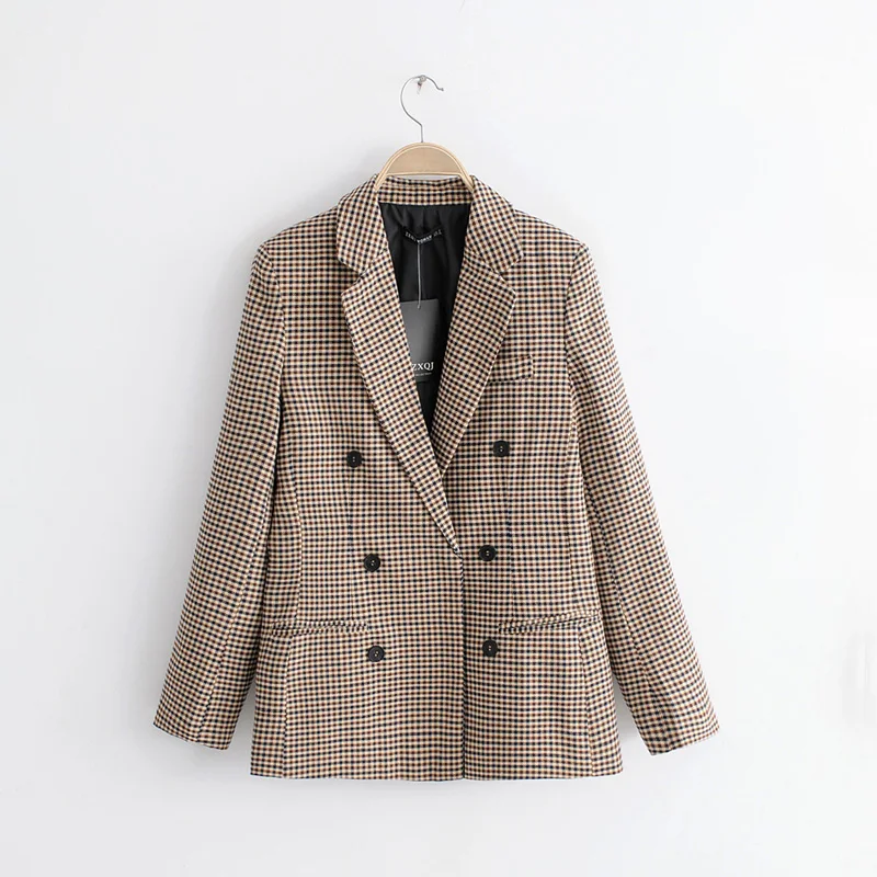 Most effective 2019 spring jacket women casual plaid coat khaki womens clothing long sleeve coat women