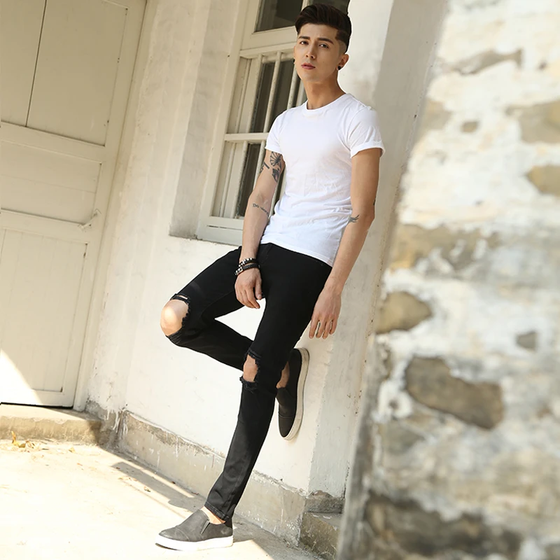 mens black ripped jeans outfit