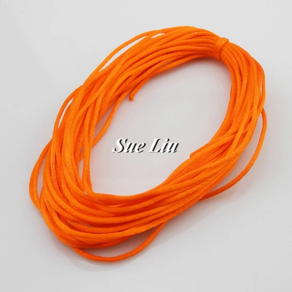 2 мм, сатиновый шнур, китайский узел, бисероплетение, шнур для детских силиконовых прорезывателей, ожерелье из бисера, 10 ярдов каждого цвета - Цвет: Tangerine CX172