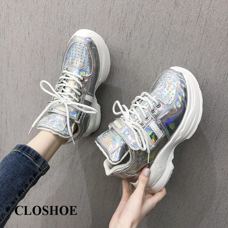 

CLOSHOE Platform Sneakers for Schoolgirls casual shoes Bling