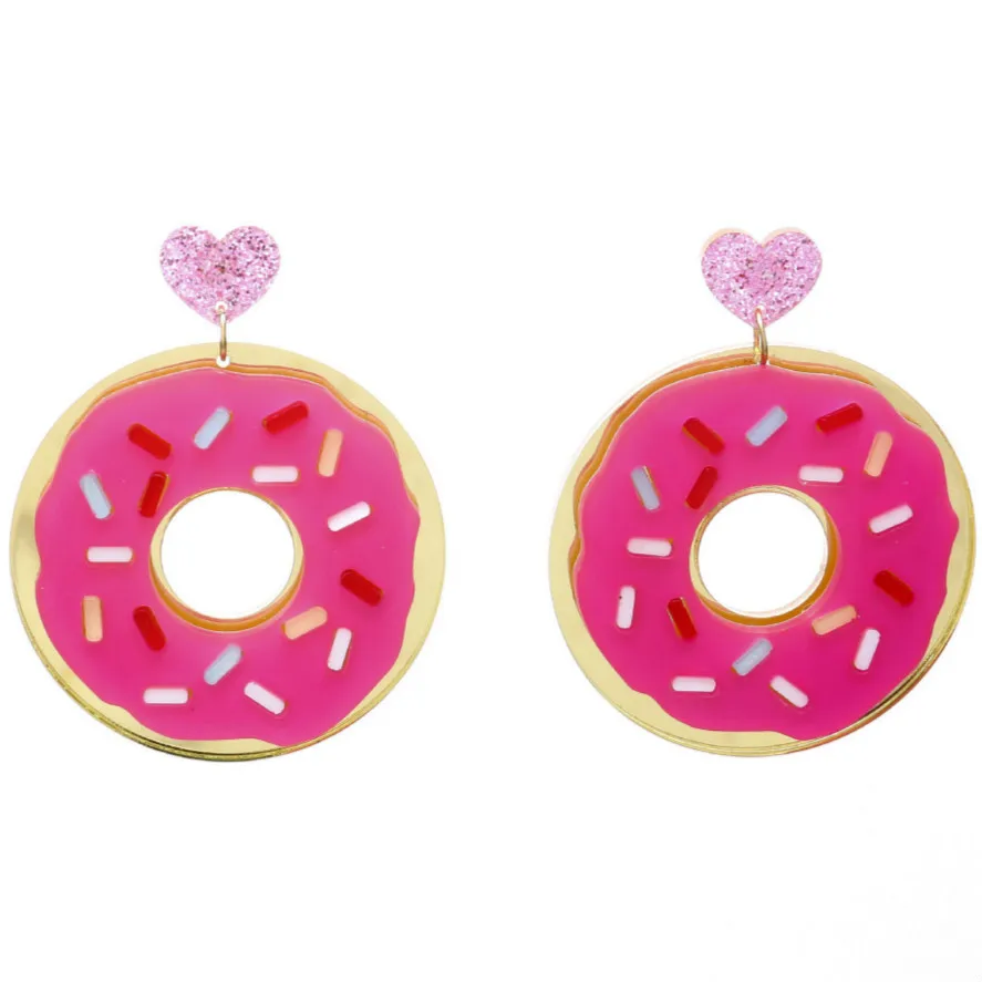 

2019 New Summer Fruit Food Big Watermelon Acrylic Earrings For Women Cute Long Ice Cream Donut Earrings Pendientes Mujer Moda