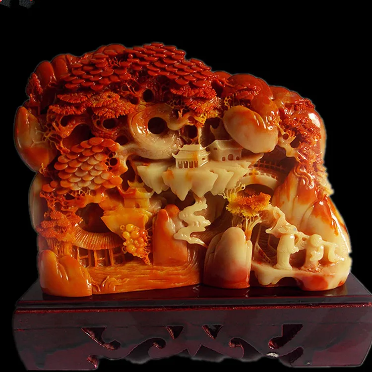 

Hand engraving Artwork Special offer of Shoushan stone carving landscape decoration Feng Shui jade crafts gift collection Home F