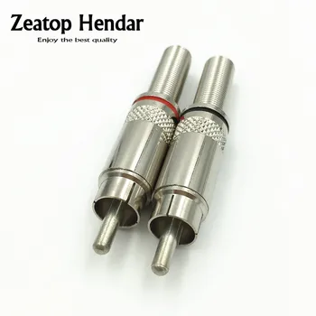 

100Pcs RCA Male Plug Metal Solder Audio Adapters with Spring Connectors Silver Tone Red & Black