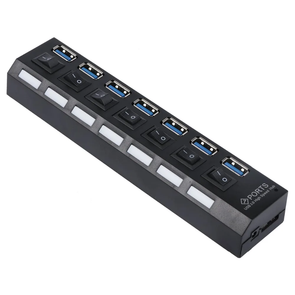 7-портовый usb-хаб USB3.0 мульти Зарядное устройство концентратор Разделитель с Мощность Вкл/выключения высокого Скорость Кабель-адаптер для ПК ноутбука светодиодный индикатор г
