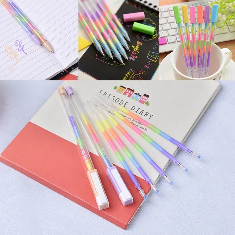 

1 PCS Rainbow Large-Capacity Water Chalk Water-Based Pen Highlighter Pen Rainbow Gradient Pen Student Gift School Office Supplie