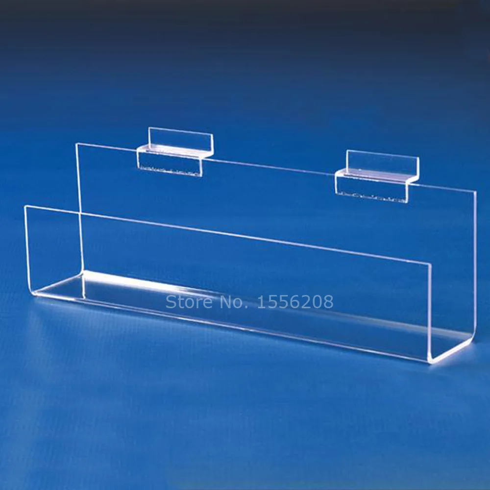 

Acrylic Slatwall Display Shelf Clear Exhibition Stand Holder Plexiglass Storage Rack