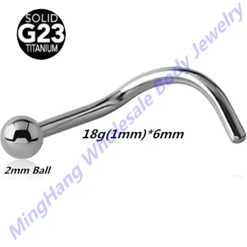 

High polished G23 Titanium 18 Gauge Nose Screw Ring Nose Stud Piercing Jewelry 20pcs/lot