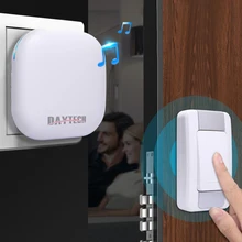 DAYTECH Wireless Doorbell Kit 1 Plugin Receiver LED Indicator 1 Waterproof Push Button With 300M operation in open area 36 Chime