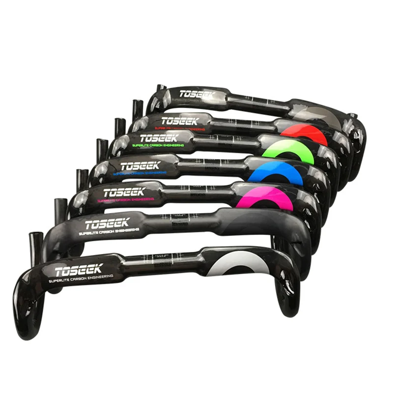 

TOSEEK Bicycle Handlebars Carbon Fiber Road Bent Bar 31.8mm MTB Cycling Parts 400mm 420mm 440mm
