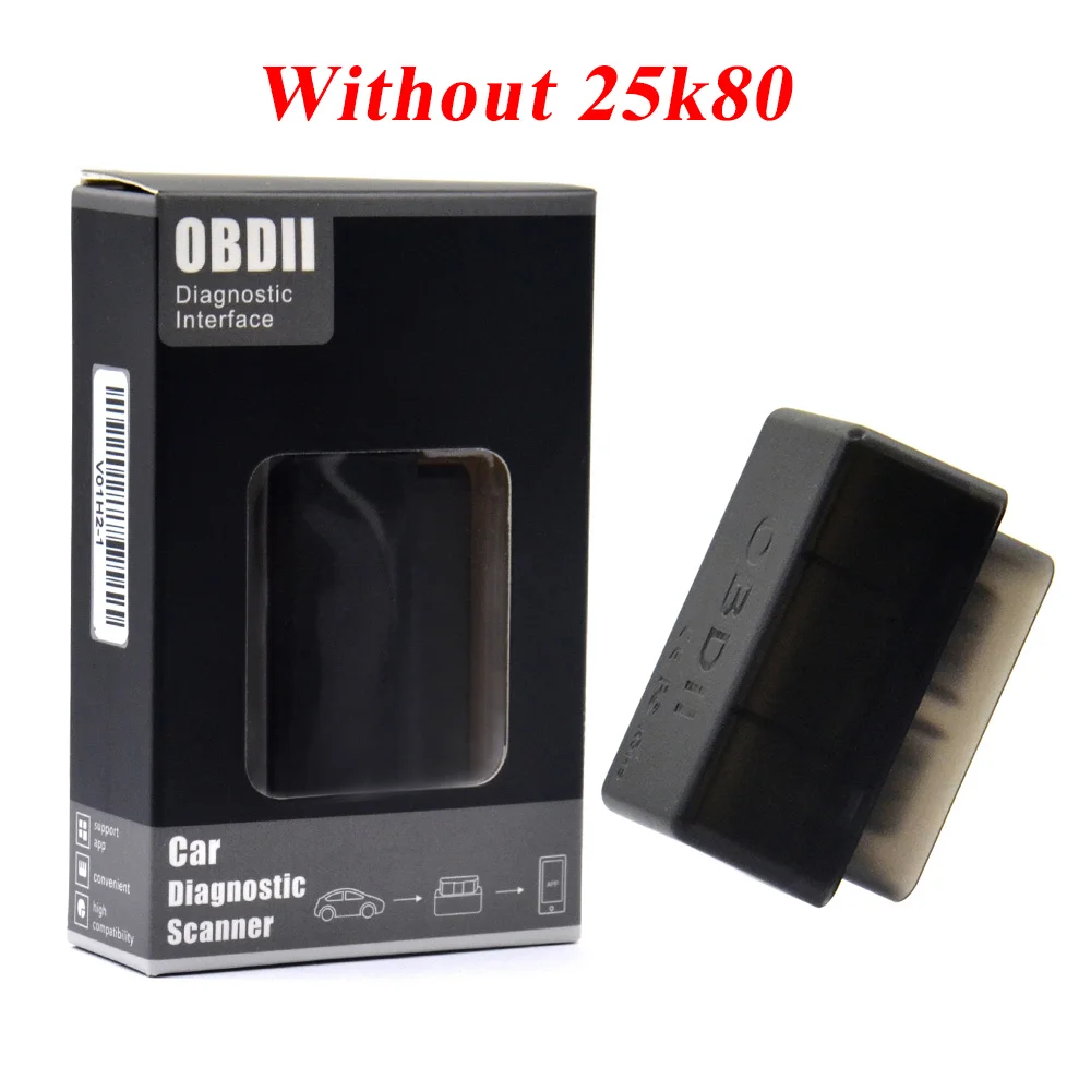 Мини OBD2 Eml327 V1.5 25k80 Bluetooth адаптер автомобильный диагностический сканер для Android/PC Автомобильный сканер elm327 Real V1.5 - Цвет: black1.5 without 25k