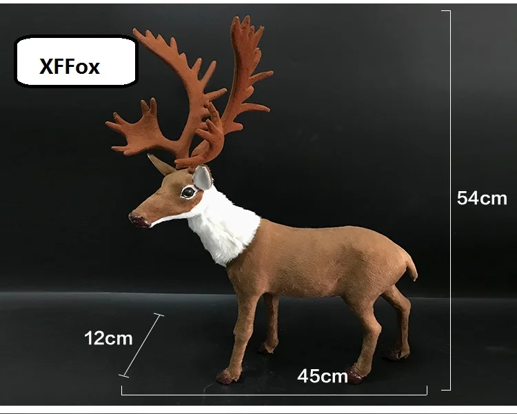 

big simulation brown reindeer model plastic&furs deer doll home decoration gift about 54x12x45cm xf0431