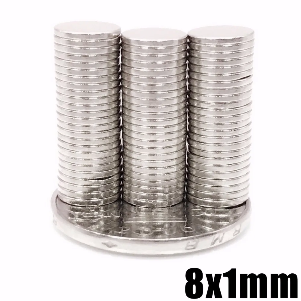 

50Pcs 8x1 Neodymium Magnet Disc Permanent N35 NdFeB Small Round Super Powerful Strong Magnetic 8*1 Magnets 8mm x 1mm