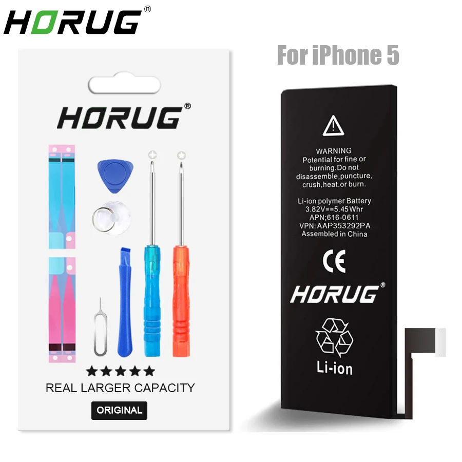 2018 NEW HORUG 100 Original Mobile Phone Battery For IPhone 5 Battery Original Capacity Sticker Replacement