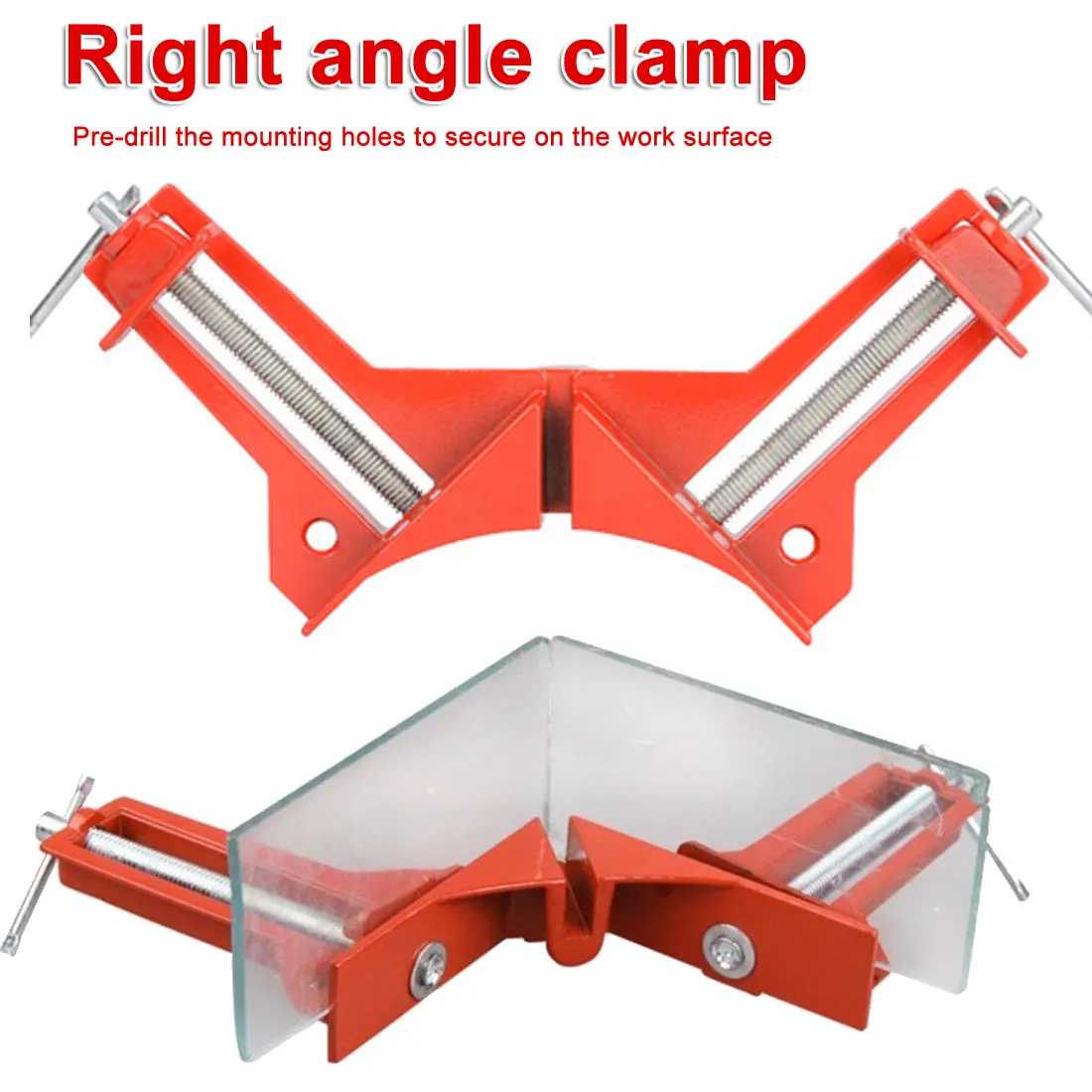 

Red Color 4pcs 90 Degree Right Angle Clamp Corner Clamp Quick Fixed Fish tank Glass Picture Frame Woodworking Hand Tool