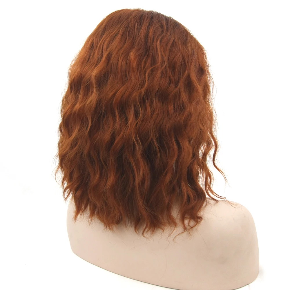 Delice Mujeres Afro rizado Bob peluca parte media pelo sintético negro naranja Cosplay pelucas cortas