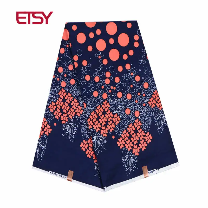 

2018 new Fashion High Quality Blue African Fabric 100% polyester Fabric African Wax Material 6 Yards print windproof none FP6067