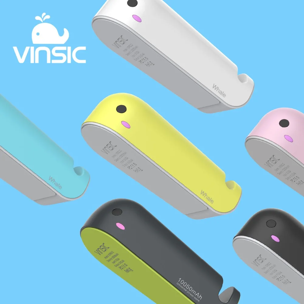 Vinsic 10050mAh Cartoon External Battery 5V 2 4A Power Bank with Phone holder for iPhone 7