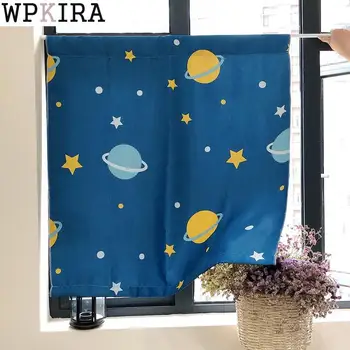 

Cartoon Planet Short Curtains Window Door Curtains Home Decor Curtains For Living Room Home Decoration High Quality 355&30