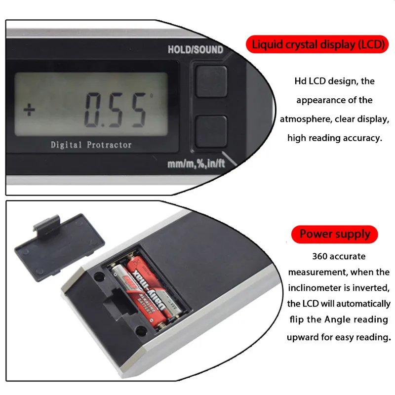 Digital Inclinometer Electronic Goniometers Protractor Level Multifunction 360 Angle Gauge Meter Measuring Leveling Tools  (8)