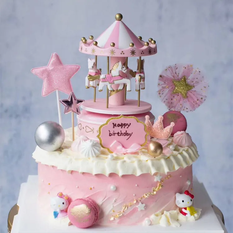 Карусель музыкальная шкатулка день рождения торт украшения выпечки вставные КАРТЫ детские подарки