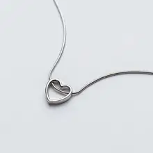 1 шт. настоящие. 925 пробы, серебряные ювелирные изделия, открытый полый кулон с надписью «Hear Love», цепочка в виде змеиной коробки, ожерелье GTLX1603