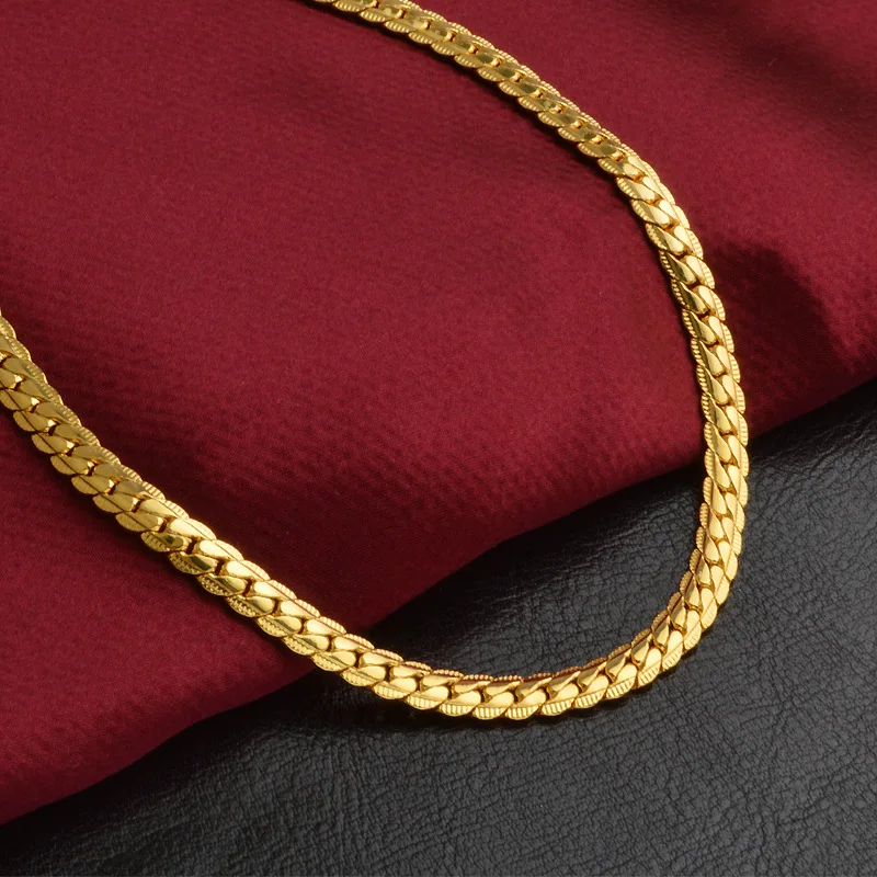 Горячая Распродажа золотые мужские хип-хоп цепочка ожерелье Мода 5 мм/20 дюймов длинные цепочки, ожерелья wo мужские ювелирные подарки
