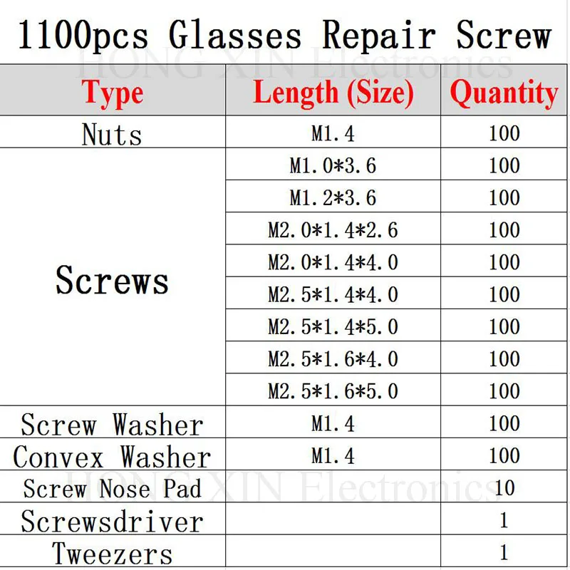 Набор винтов для очков, солнцезащитных очков, ремонта часов, винтов из нержавеющей стали, гаек, набор инструментов+ Пинцет+ отвертки для очков, винтовой инструмент
