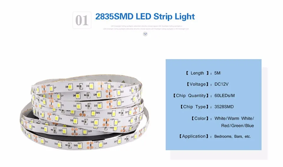 5 м DC12V SMD 3528 2835 Светодиодный светильник 60 светодиодный/м не водонепроницаемый+ DC Женский для внутреннего освещения светильник ярче, чем 5050 5630