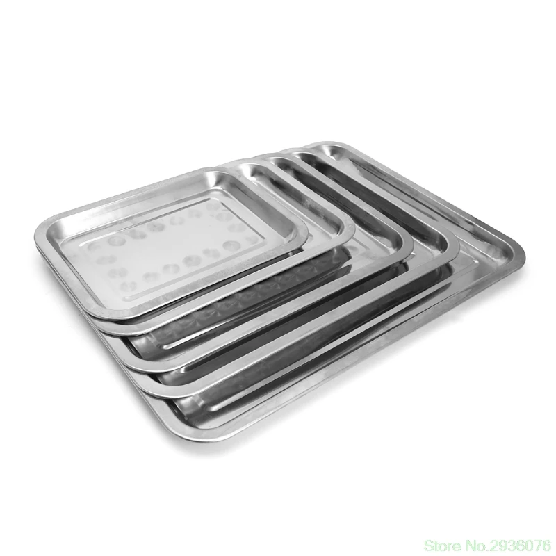 

Stainless Steel Rectangular Plate Barbecue Grilled Fish Tray BBQ Food Container Drop Ship Support