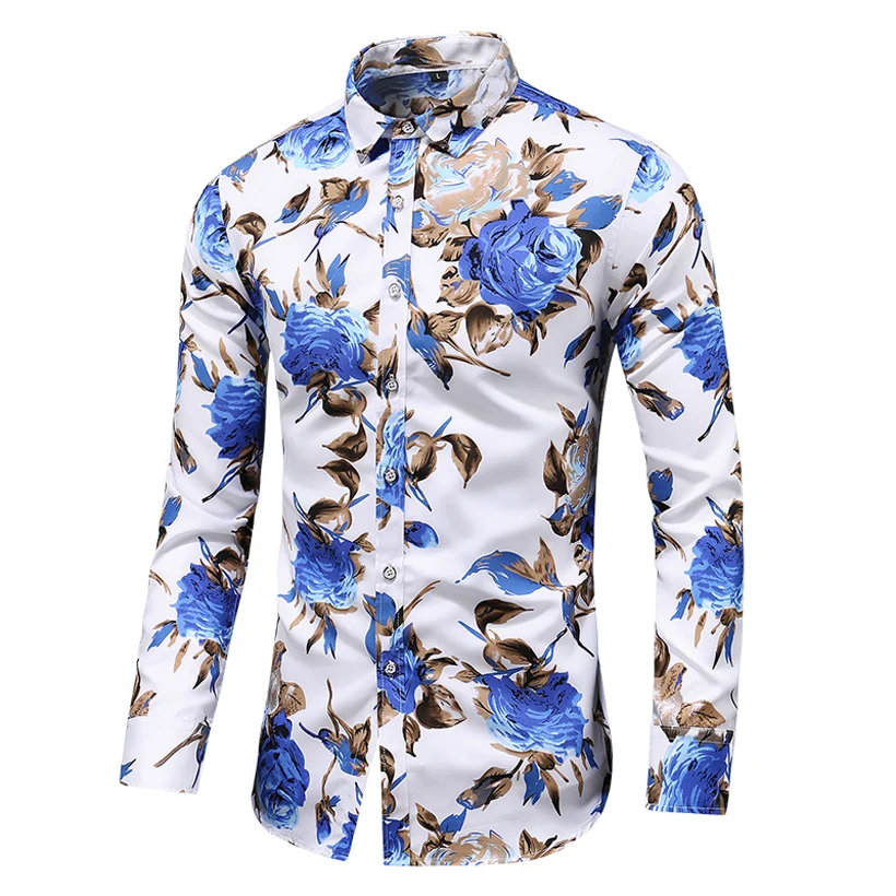 Модные цветочные мужские рубашки больших размеров M ~ 5XL 6XL 7XL повседневные с