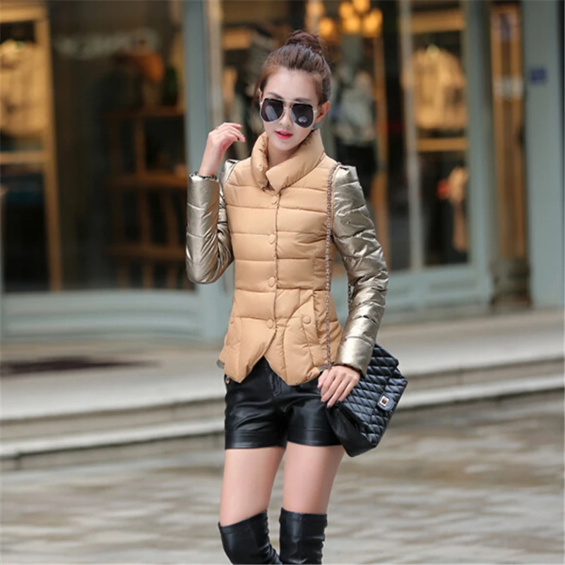 

Womens Winter Jackets 2017 Single Breasted Down Cotton Padded Parkas CC166