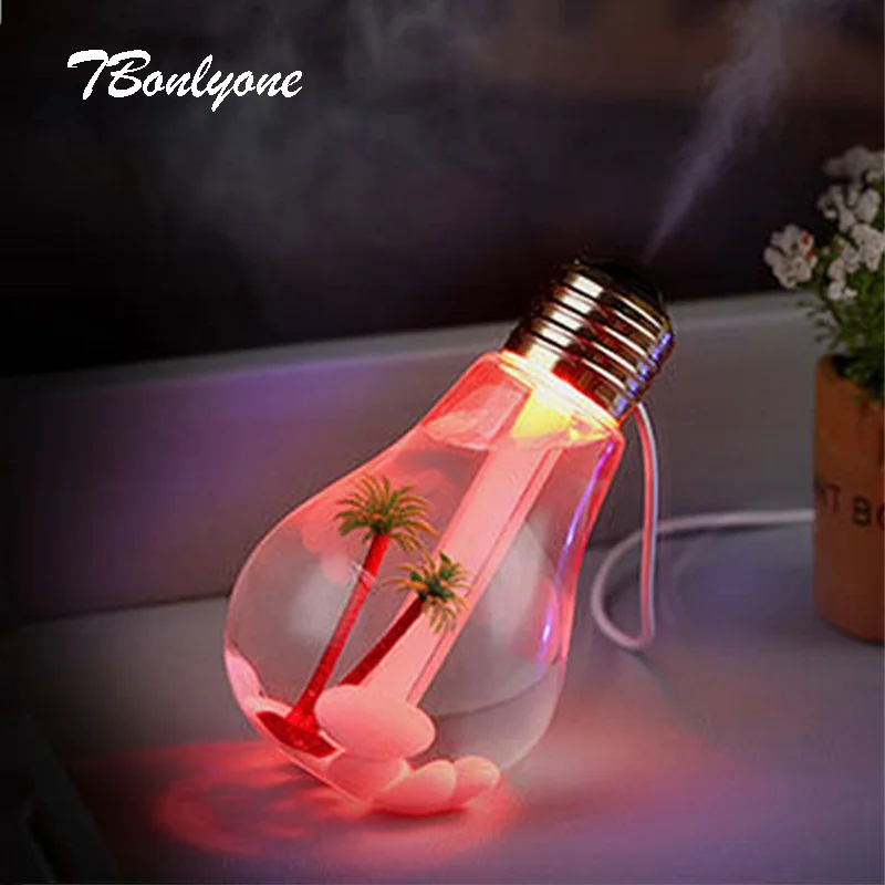 TBonlyone 400ML Bulb Humidifier with Aroma Lamp Filter Type Water Soluble Oil Ultrasonic Aroma Diffuser Air Humidifier for Home