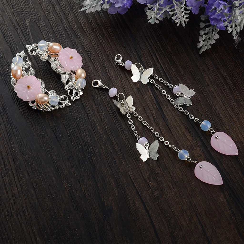 MagiDeal 1 Pair Ethnic Barrettes Hair Pin Chinese Cosplay Flower Tassel Clip