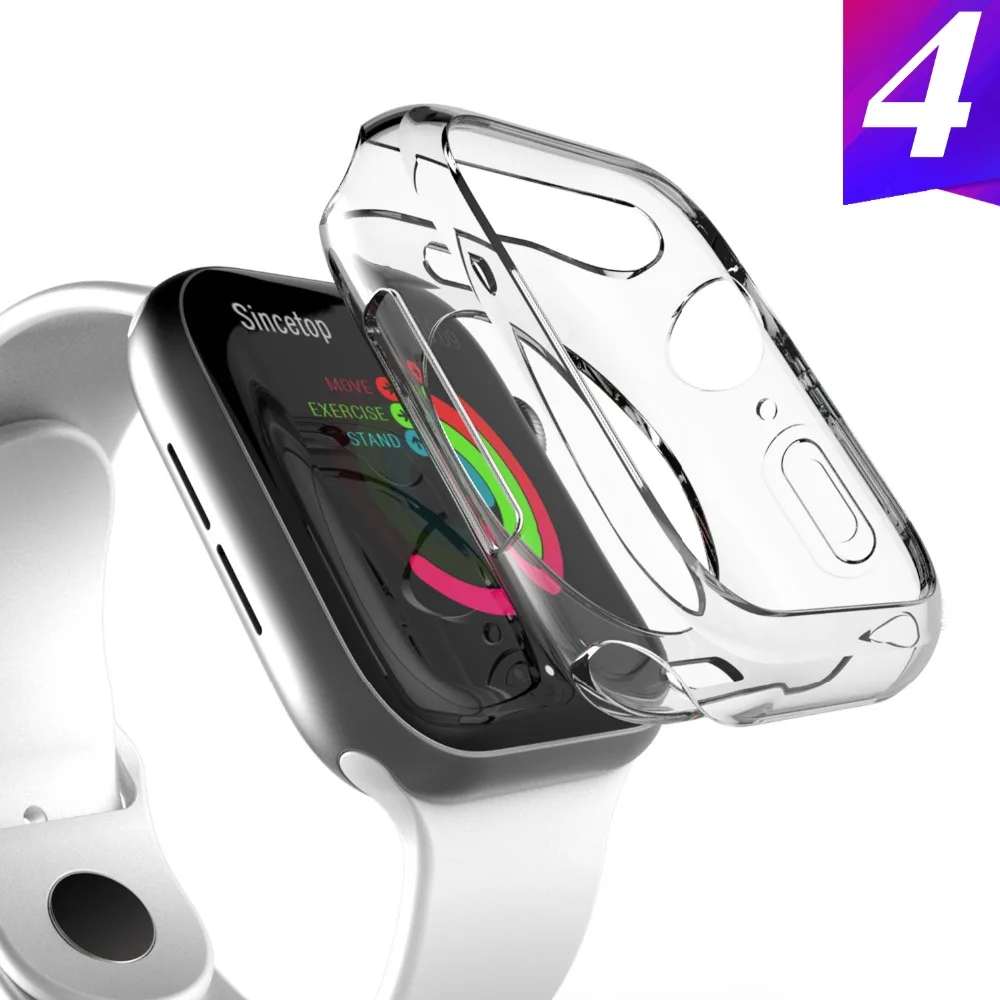 

Silicone soft case For Apple Watch series 4 44mm 40mm TPU Protector Cases for iWatch All-around Cover Ultra-thin Clear frame