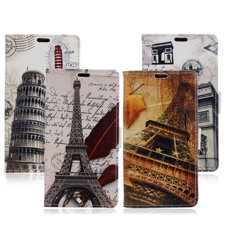 Eiffel Tower &amp Maple Leaves Phone Case For iPhone 6 Plus 5.5 inch Wallet Leather Magnetic Flip Cover Card Holder |