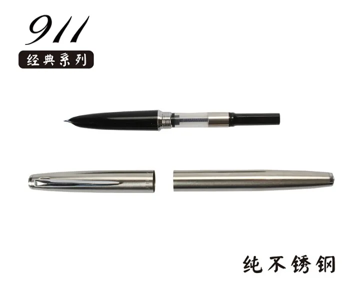 

Jinhao 911 Pure Silver Steel Fountain Pen with 0.38mm Extra Fine Nib Smooth Writing Inking Pens for Christmas Gift Free Shipping