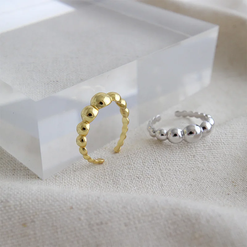 Silvology 925 стерлингового серебра круглые бусины кольца из струны глянцевые INS минималистичные корейские кольца для женщин серебро 925 ювелирные изделия подарок