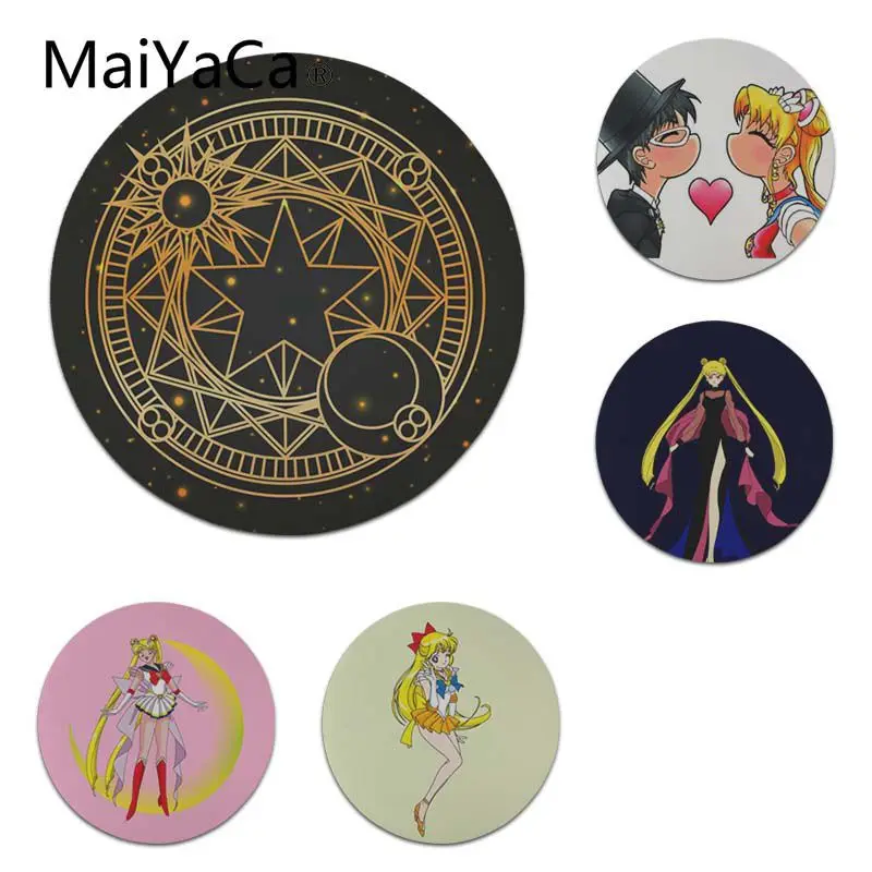 

MaiYaCa Sailor Moon and Tuxeo Mask Usagi Tsukino Laptop Computer Mousepad Size for 22X22cm Round Gaming Mousepads