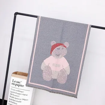 

New Cashmere-like Woman Scarf for Winter 2019,Small Bear Design Long Warm and Thickened Scarf with Big Shawl cashmere scarf