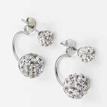 Милый двойной мяч жемчужина уха Серьги-гвоздики Для женщин Серебряный Кристалл Rhinestone кубический цирконий, ювелирные Интимные аксессуары Pendientes