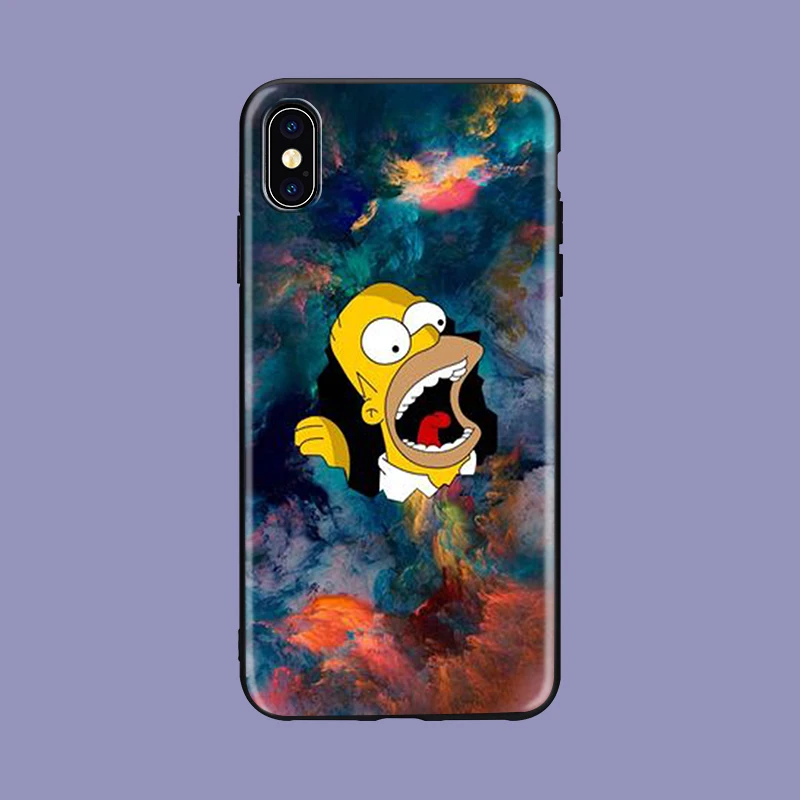 Симпсоны Забавные милые мультфильмы черный мягкий чехол для телефона из ТПУ iPhone X