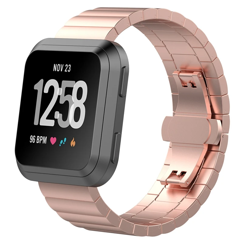 

Hangrui Replacement Sport Wristband For Fitbit Versa Butterfly buckle Metal Stainless Steel Watch Band Strap Quick Release Strap