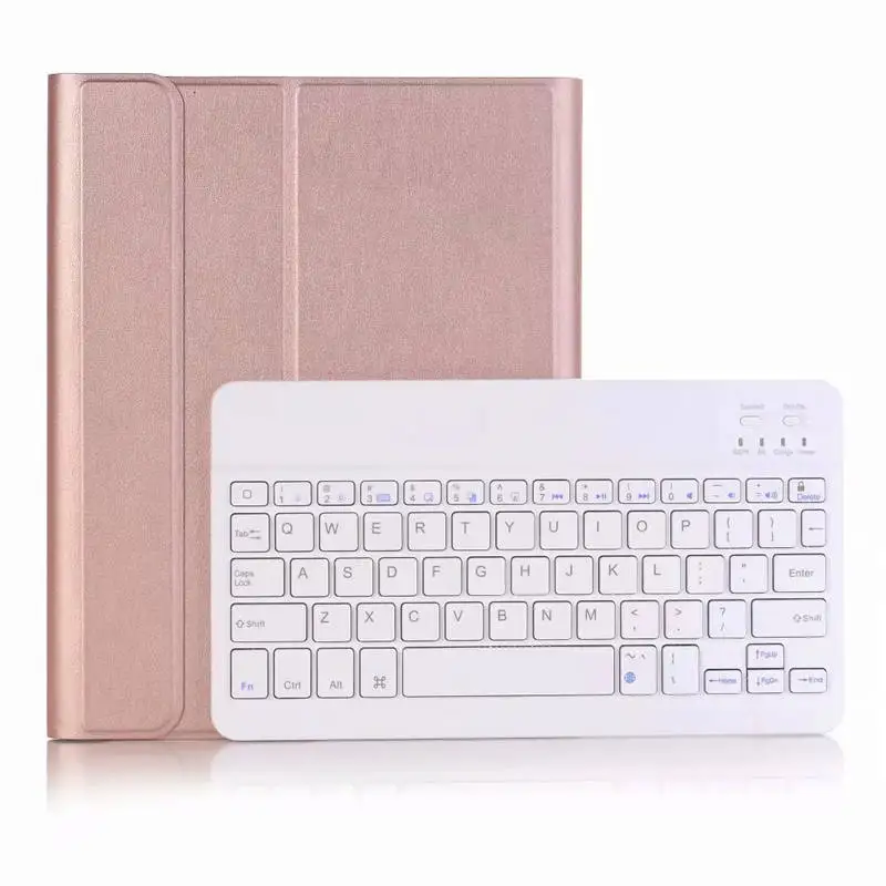 Тонкий Съемная bluetooth-клавиатура кожаный чехол для iPad 5/6///Pro 9," планшет стенд чехол Funda - Цвет: Rose Gold