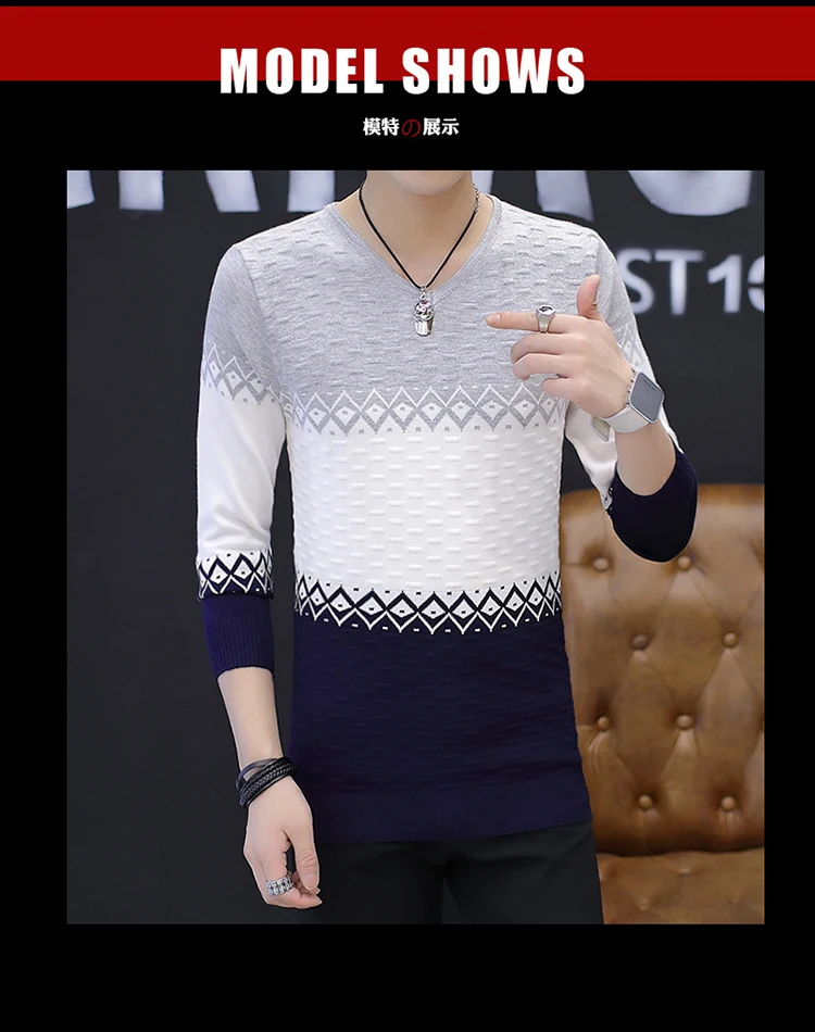 LEFT rom Зимний пуловер свитер брендовый вязаный длинный рукав v-образный вырез приталенная корейская модная одежда мужская вязаная рубашка XXL