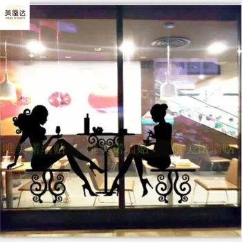 

Tea shop cafe dessert bakery shop window glass decorative stickers wallpaper wall sticker beauty