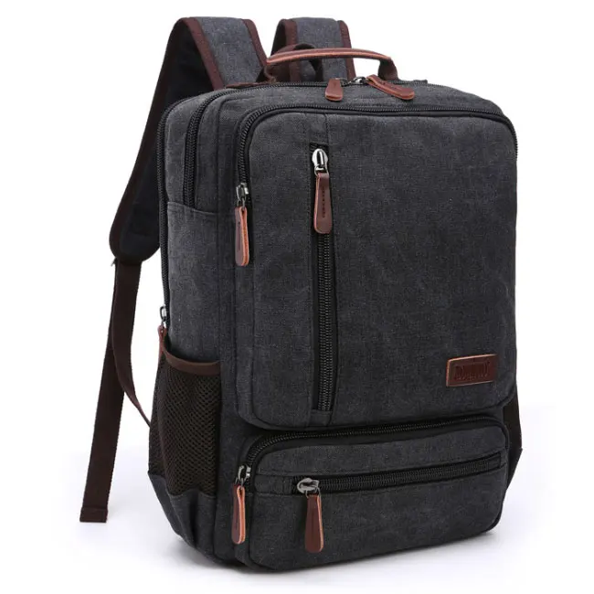 Винтажный холщовый мужской рюкзак большой емкости, дорожная сумка на плечо, высокое качество, Модная студенческая сумка для ноутбука, мужской рюкзак для ноутбука - Цвет: Black
